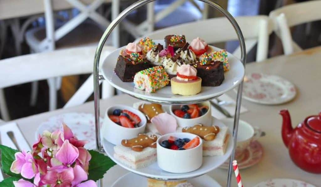 high tea with cakes platter