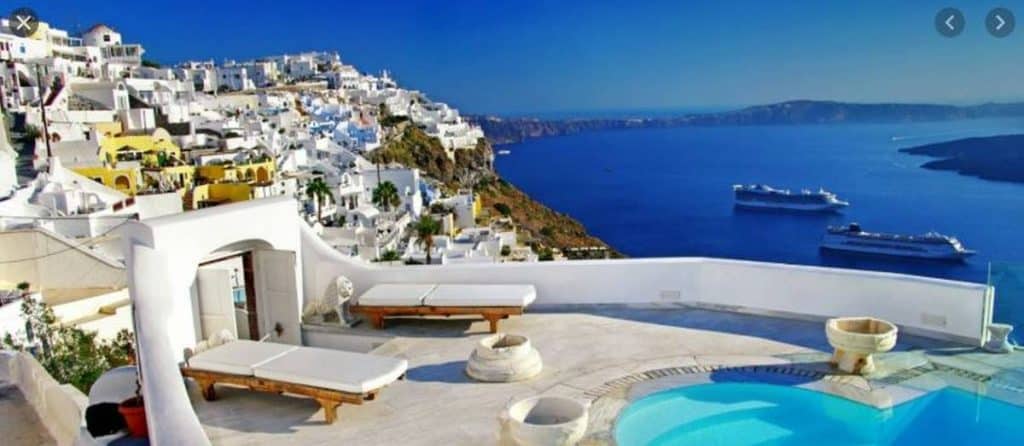 greek island white buildings