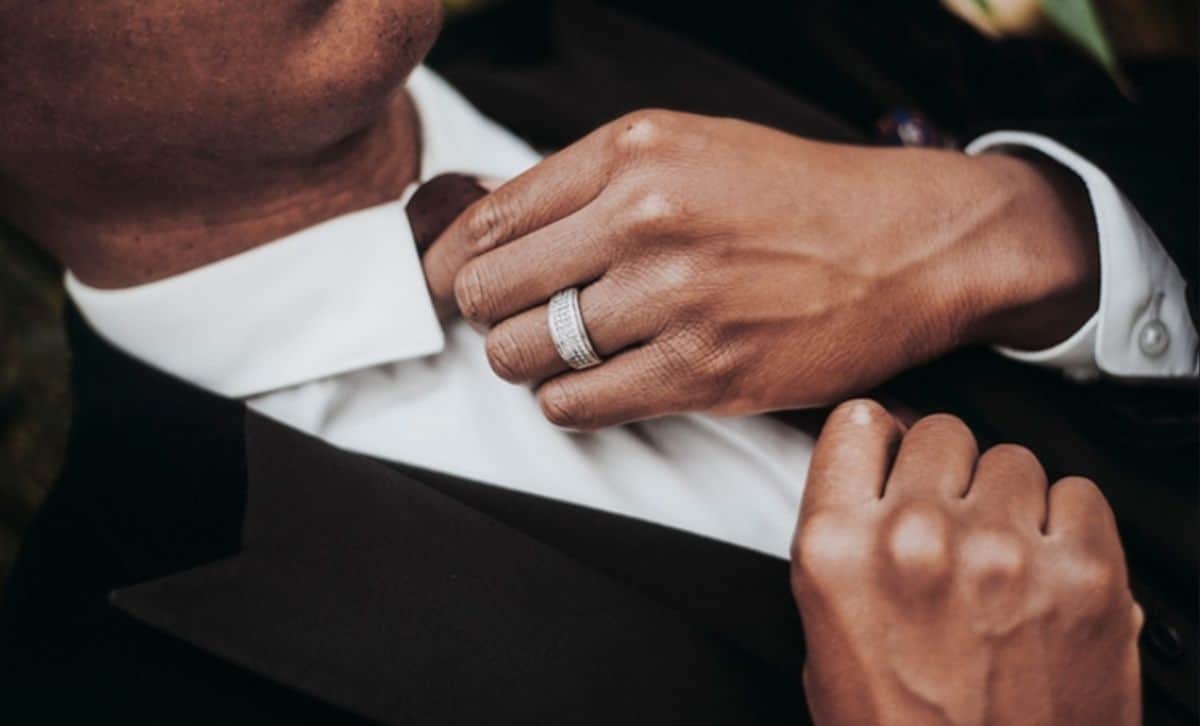 Man in suit wedding ring