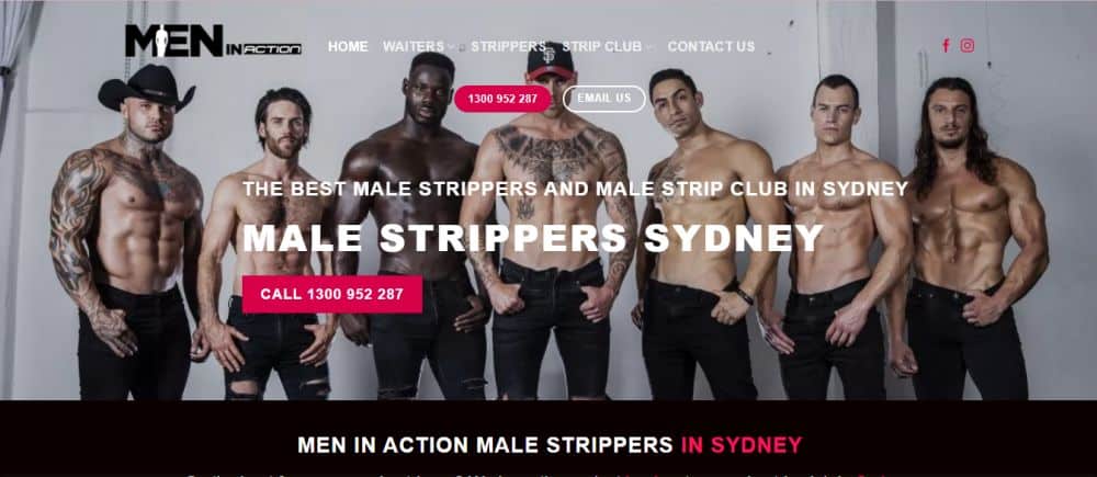 men in action male strippers in sydney