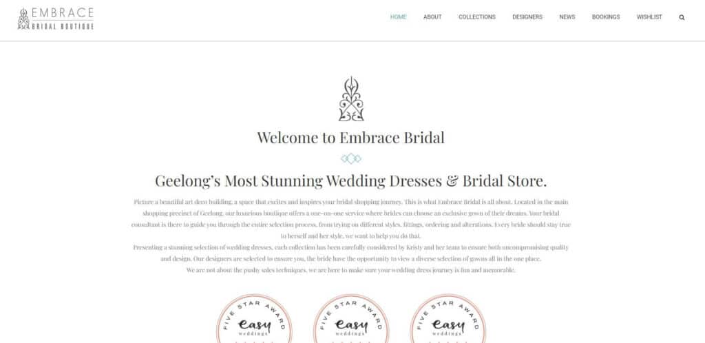 embrace bridal boutique wedding dress designer shop melbourne