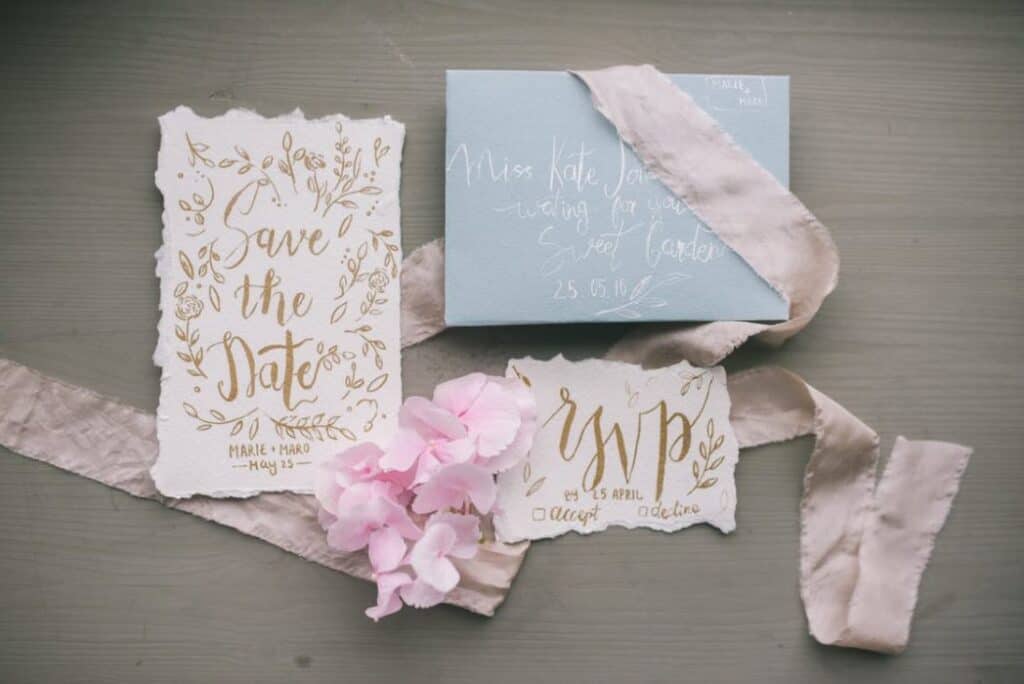 save the date invitation on the table · free stock